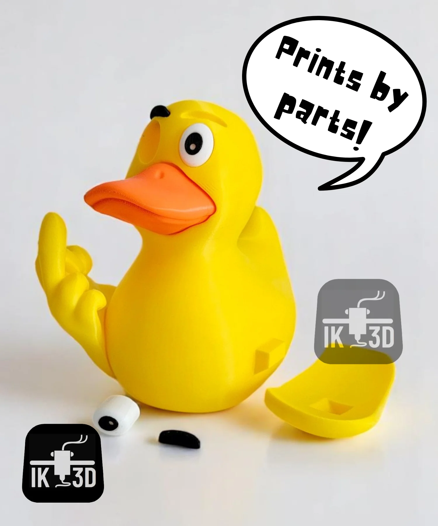 Rubber Duck Multiparts Middle Finger & Plain / No Supports 3d model