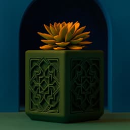 Arabesque Bloom Planter - Decorative Succulent Holder with Intricate Patterns 3d model