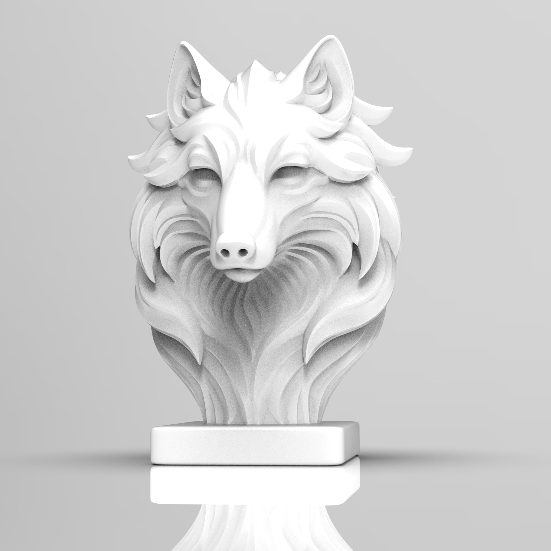 Mystical Wolf Minimalist Bust 3d model