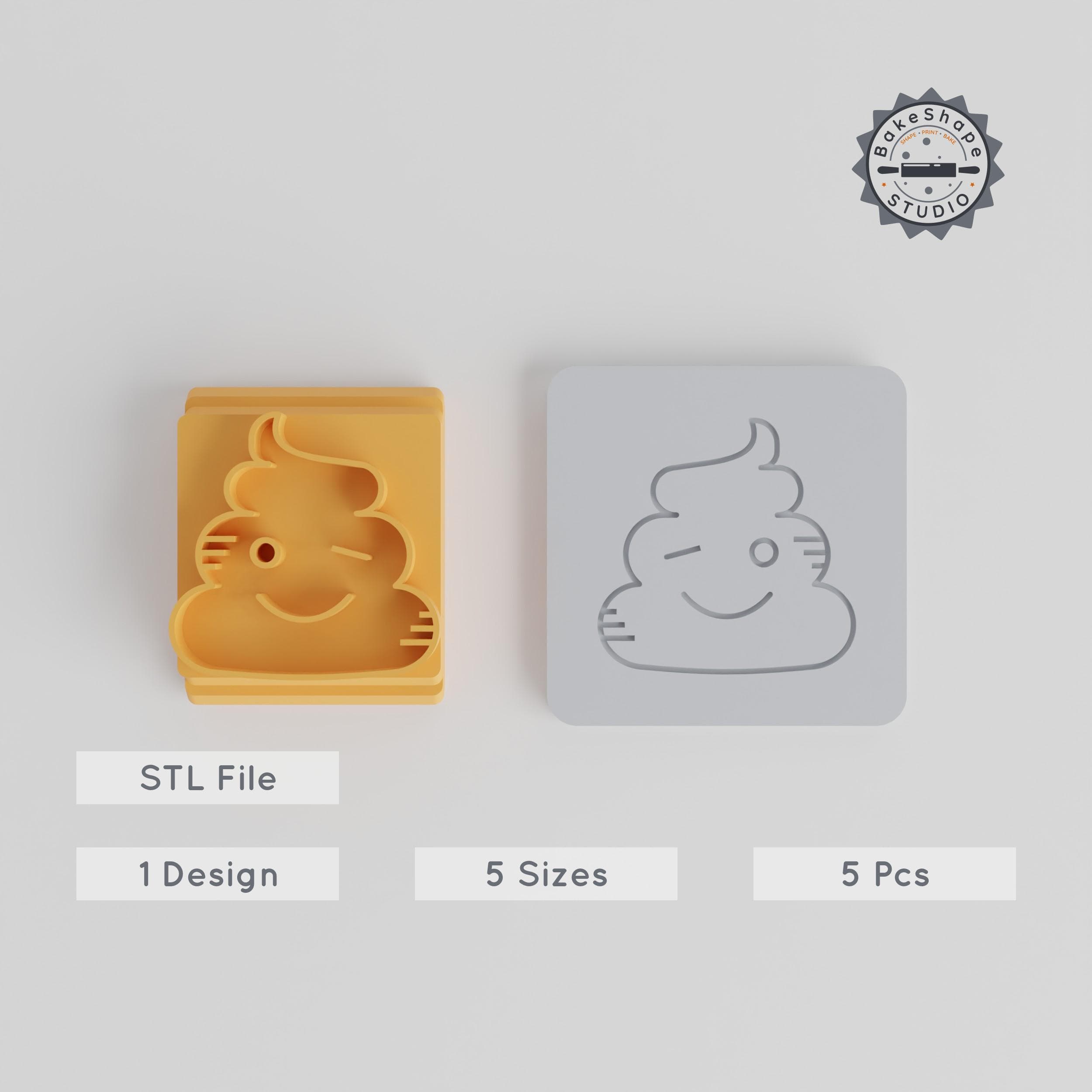 Smiling Poop Stamp Tile Set, 5 Sizes 20-40mm, Clay & Cookie Decoration Tool for Fondant PRODUCT_2372 3d model