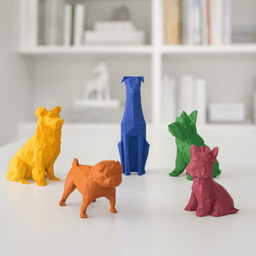 3D Low Polygonal Dog Set, French Bulldog; Doberman; Collie; Pug; Yorkshire Terrier 3d model