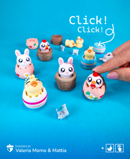 Easter Clicker Egg Pack - Chick, Chicken, Bunny (Keychain & Desk Top) 3d model