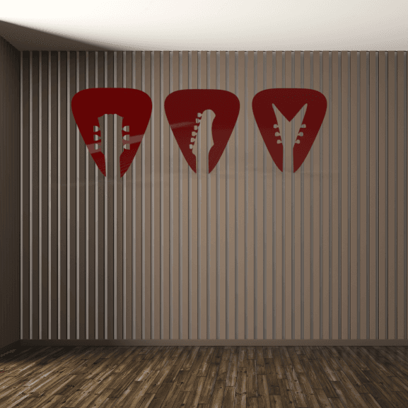 Trio Of Picks - Wall Hanging - Scaleable to any size! #JuneTunes 3d model