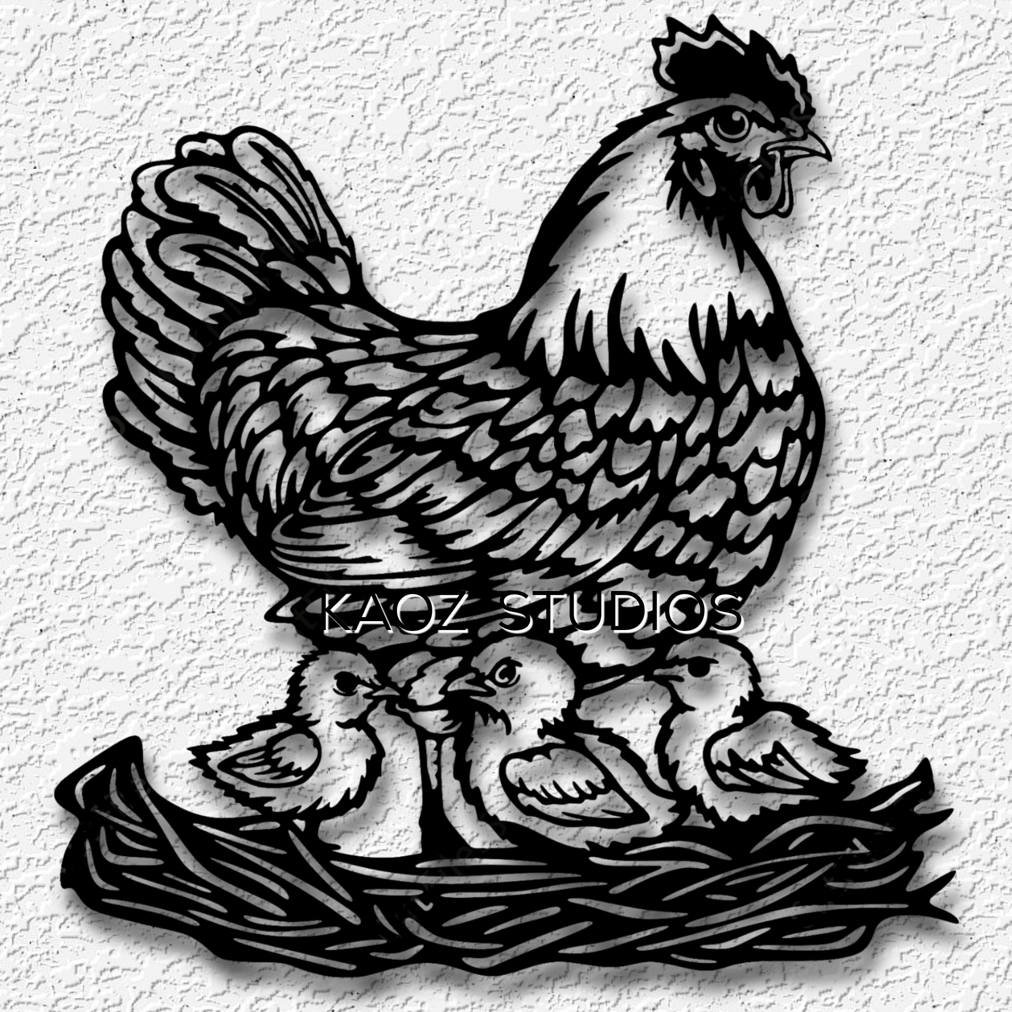 hen with chicks wall art chicken wall decor ranch house decoration 3d model