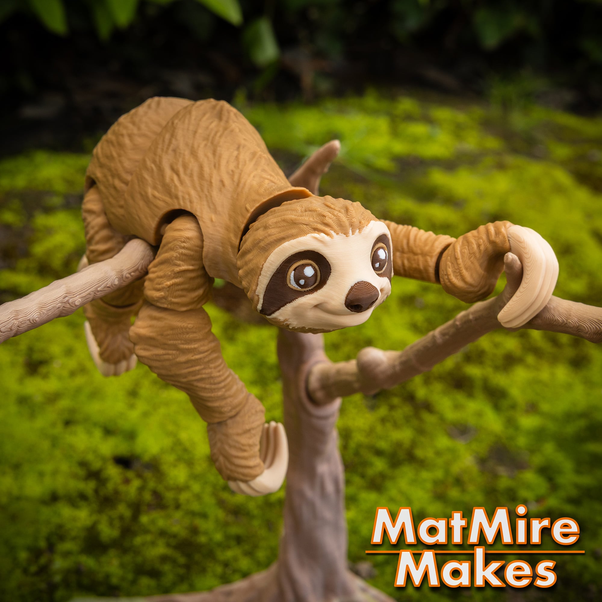 Sloth plus Tree display - Articulated Figure 3d model