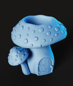 Twin Mushroom House Planter STL | Fantasy Decor 3D Print 3d model