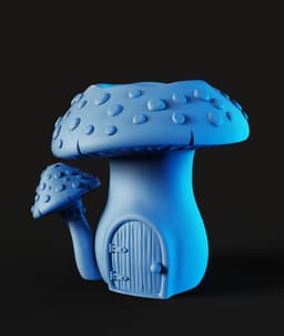 Twin Mushroom House Planter STL | Fantasy Decor 3D Print 3d model