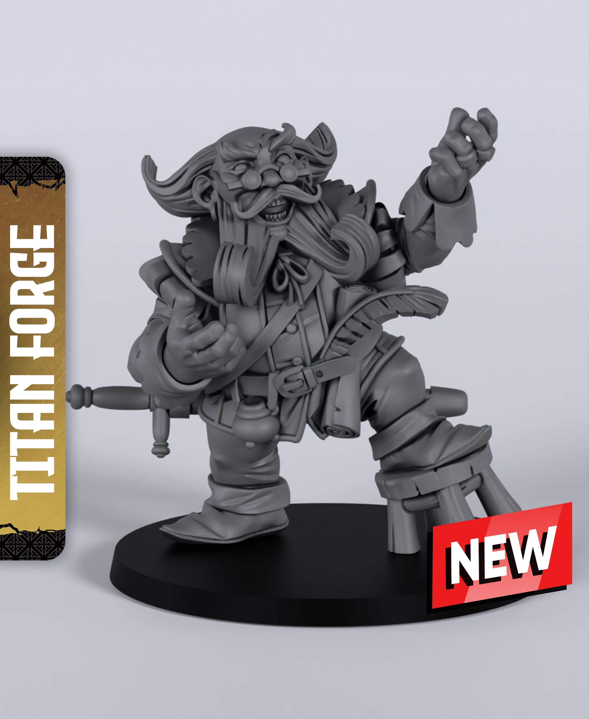 Dwarf Male Bard - With Free Dragon Warhammer - 5e DnD Inspired for RPG and Wargamers 3d model
