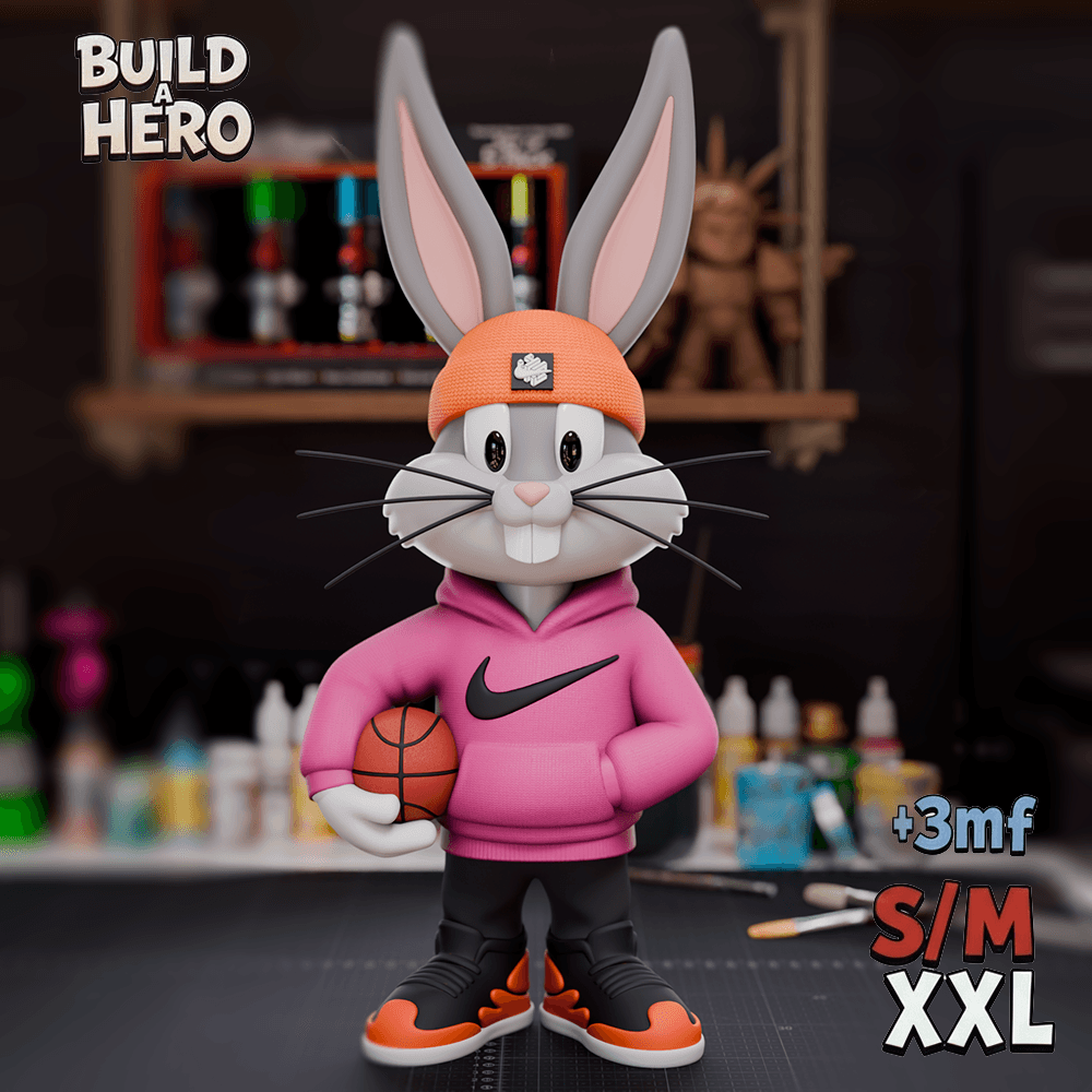 Bugs Bunny – Urban Vibes "Basketball Street" | Build‑a‑Hero Edition | 20 / 30 / 40 cm | STL + 3MF 3d model