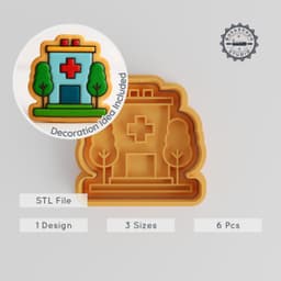 Hospital Shape Cutter & Stamp, Cookie & Fondant, Medical Center, Personal Care, 6-Piece Set, S/M/L Sizes PRODUCT_510 3d model