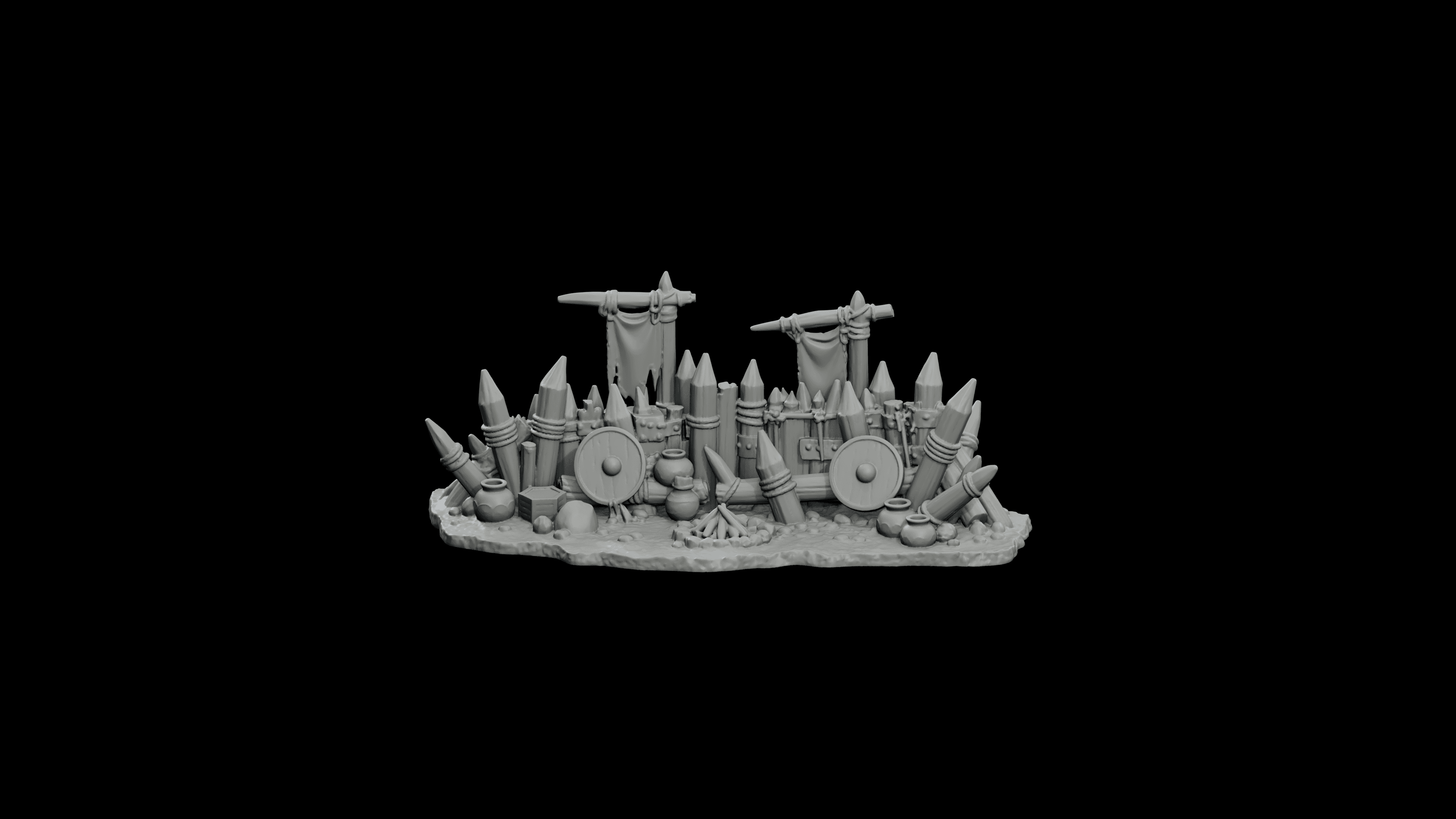 Goblin Camp Barricade Set STL - Printable D&D Tabletop Terrain 3d model