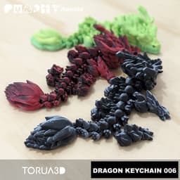 Articulated Dragon Keychain 006 - Print in place - No supports 3d model