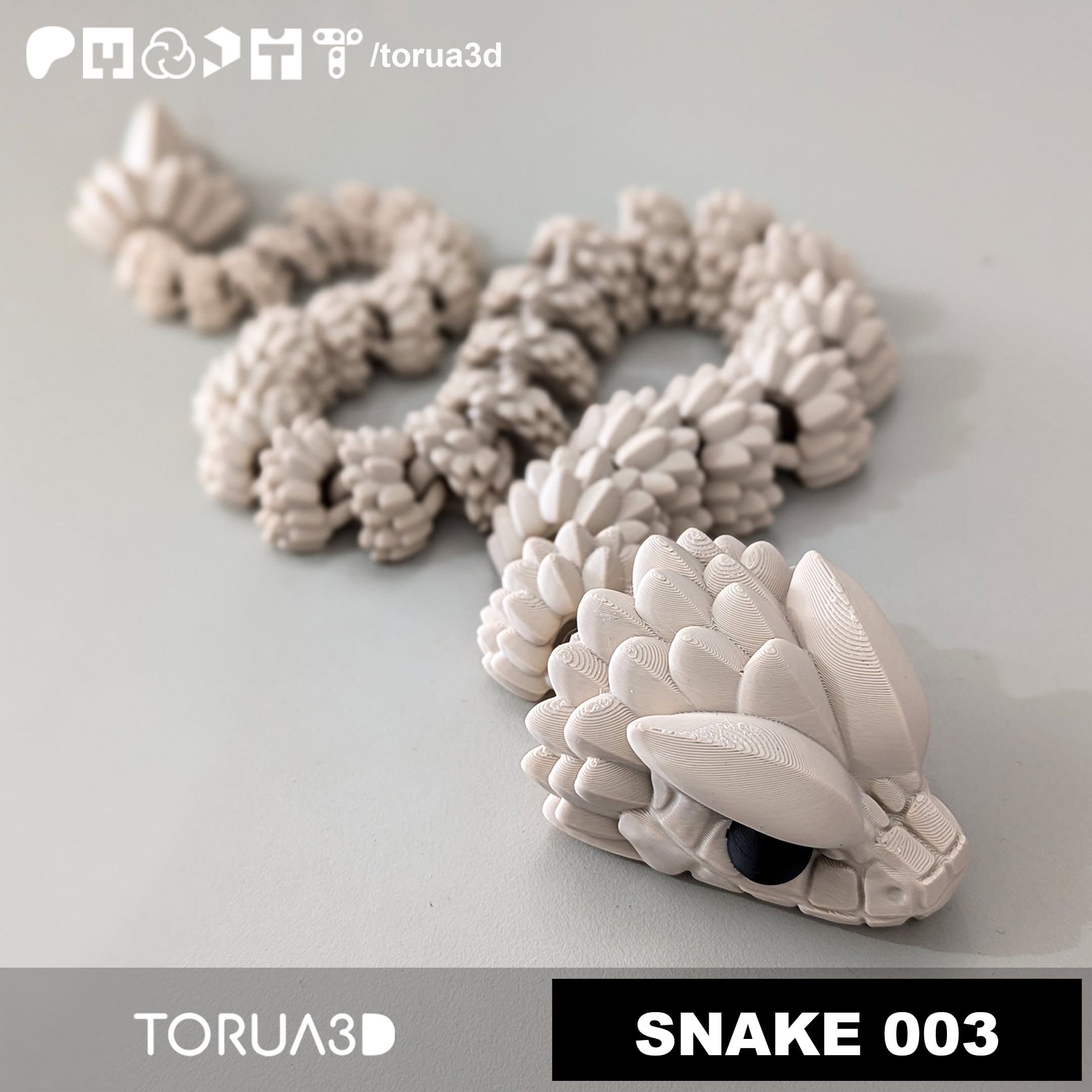 Articulated Snake 003 - Print in place - No supports - 3mf - STL 3d model