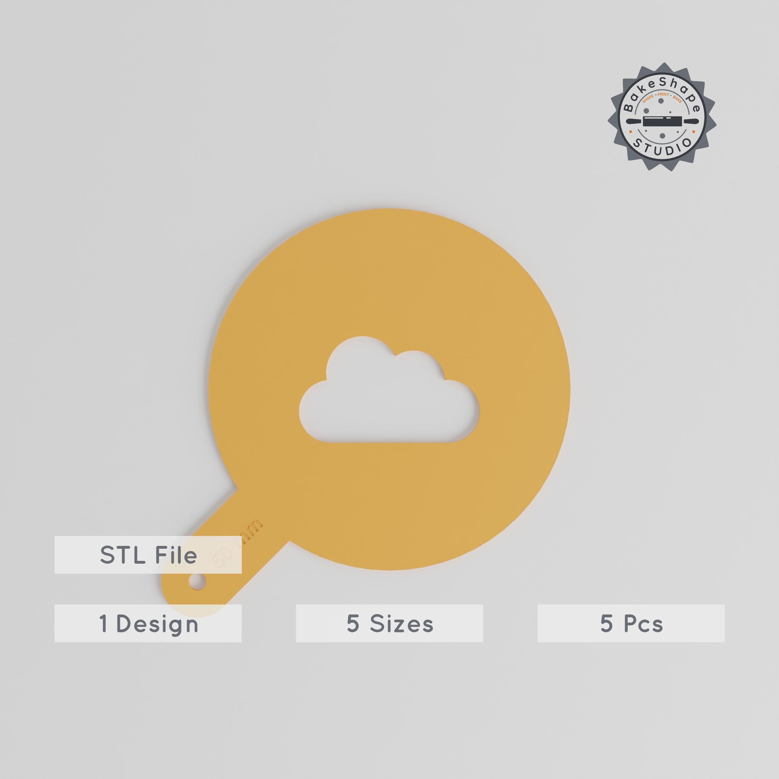 Cloud Art Stencil Set, 20-60mm Motif Sizes, Perfect for Latte, Decor & Painting PRODUCT_1365 3d model