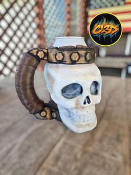 Skull Stein with Leather Handle Can Koozie 3d model