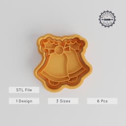 Bell Shape Cutter & Stamp Set, Includes 3 Sizes, Perfect for Cookies & Fondant, Music & Alert Themed, 6-Piece Bundle PRODUCT_5384 3d model