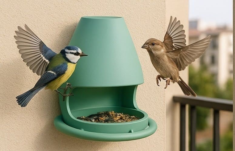3D Printed Bird Feeder with Planter - 2-in-1 Garden Decor-one-piece design 3d model
