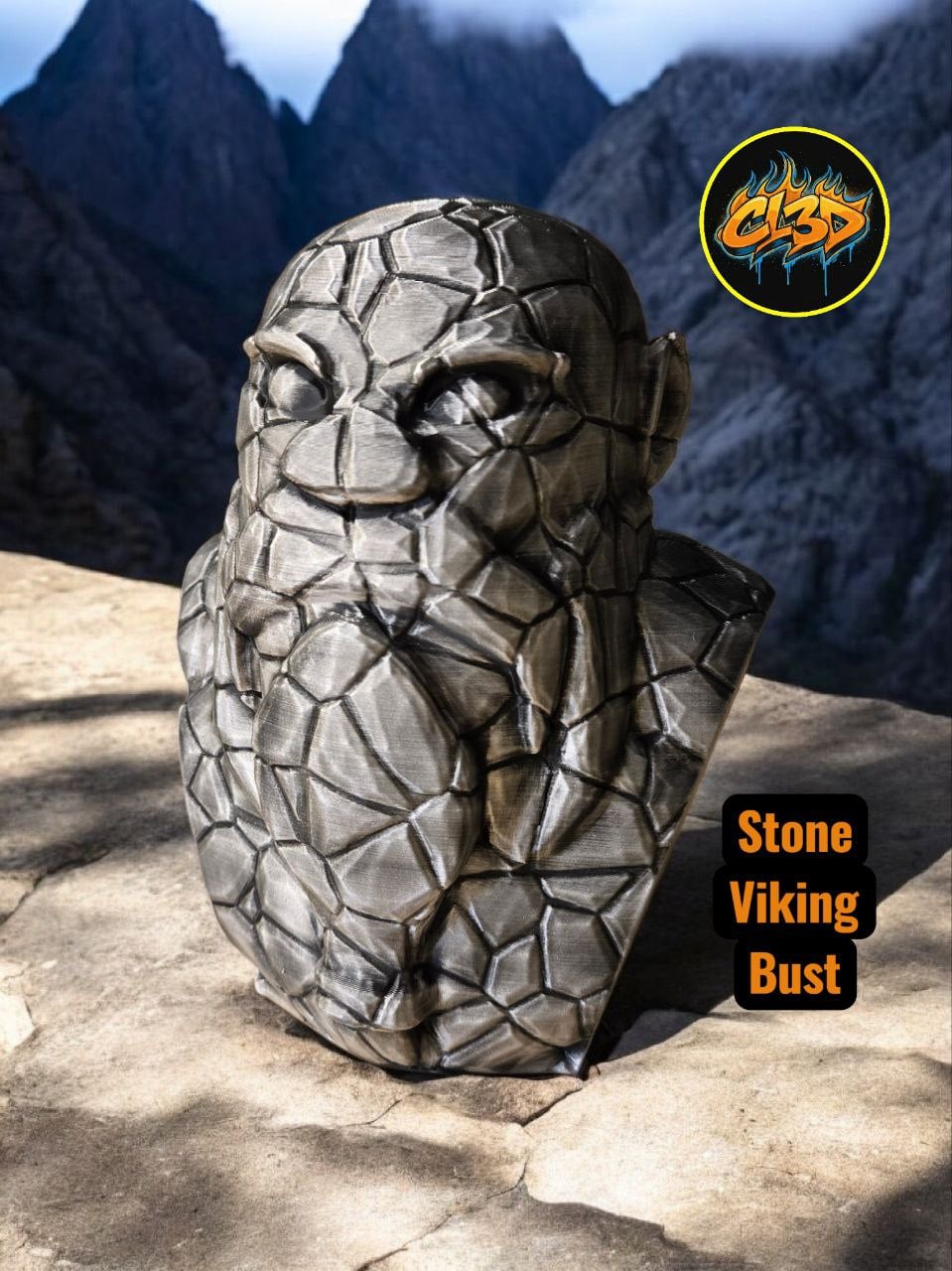 Stone Viking Bust 3d model