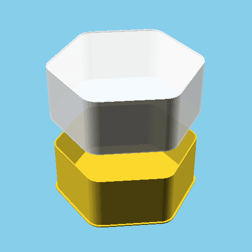 Hexagonal, nestable box (v1) 3d model