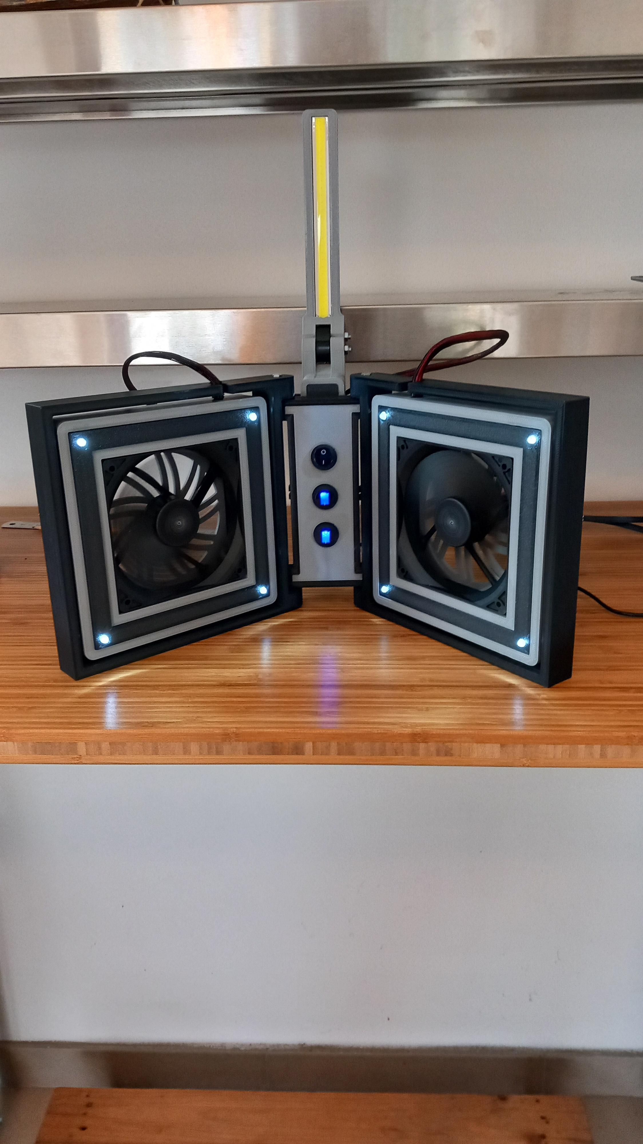 Dual Fan Soldering Smoke Extractor with LED Shop Light 3d model