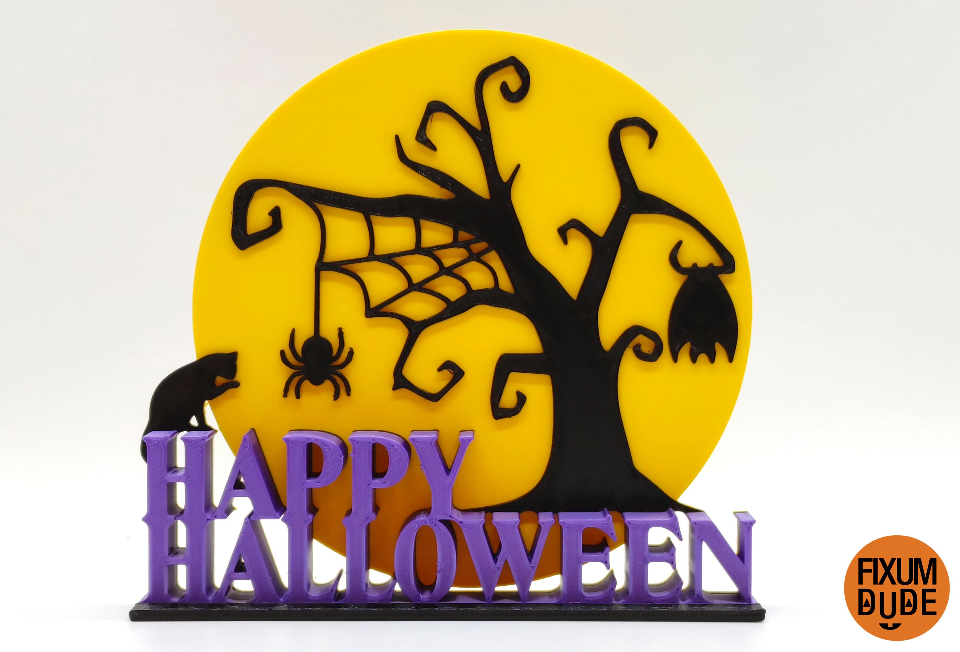 Happy Halloween Tabletop Decoration with Moon 3d model