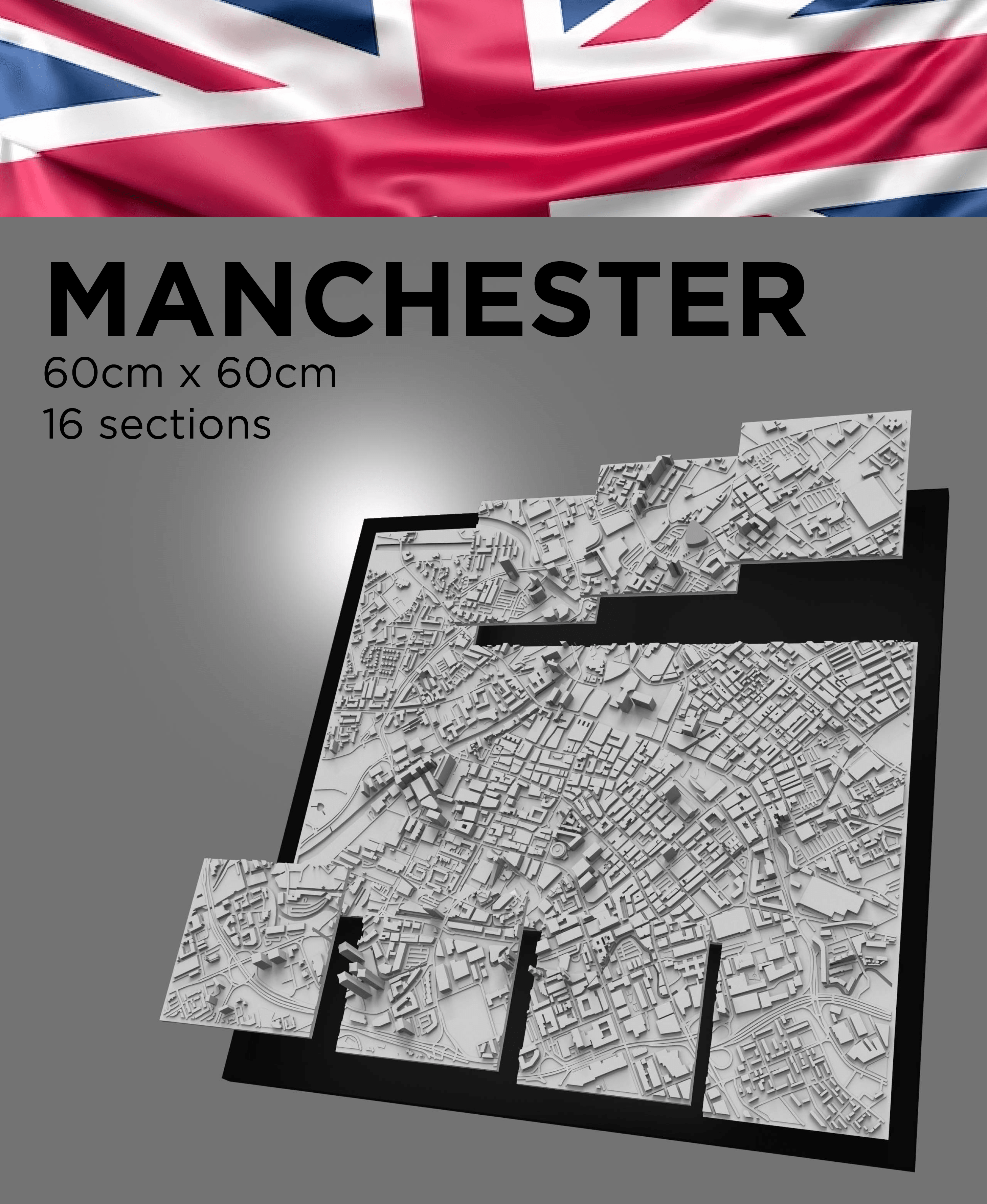 MANCHESTER, Skyline 3d map 3d model