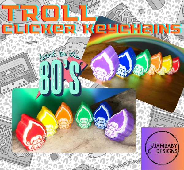 OG 1980's Troll Clicker Keychains 3d model