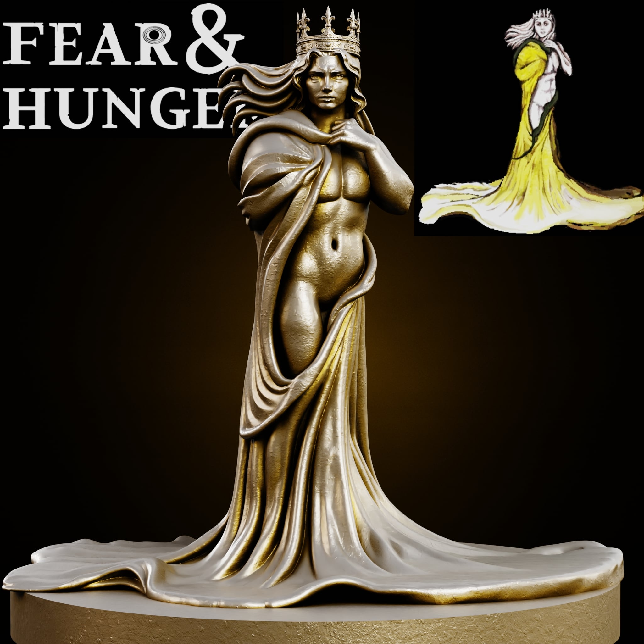 THE YELLOW KING Fear and Hunger tabletop D&D RPG miniature figurine – scale STL Fan Art 3d model