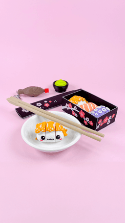 Cute Flexi Sushi Nigiri Shrimp, Fun Keychain Toy, Sushi Collection 3d model
