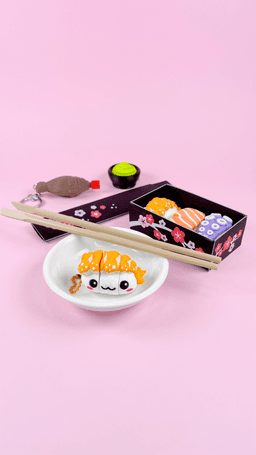 Cute Flexi Sushi Nigiri Shrimp, Fun Keychain Toy, Sushi Collection 3d model