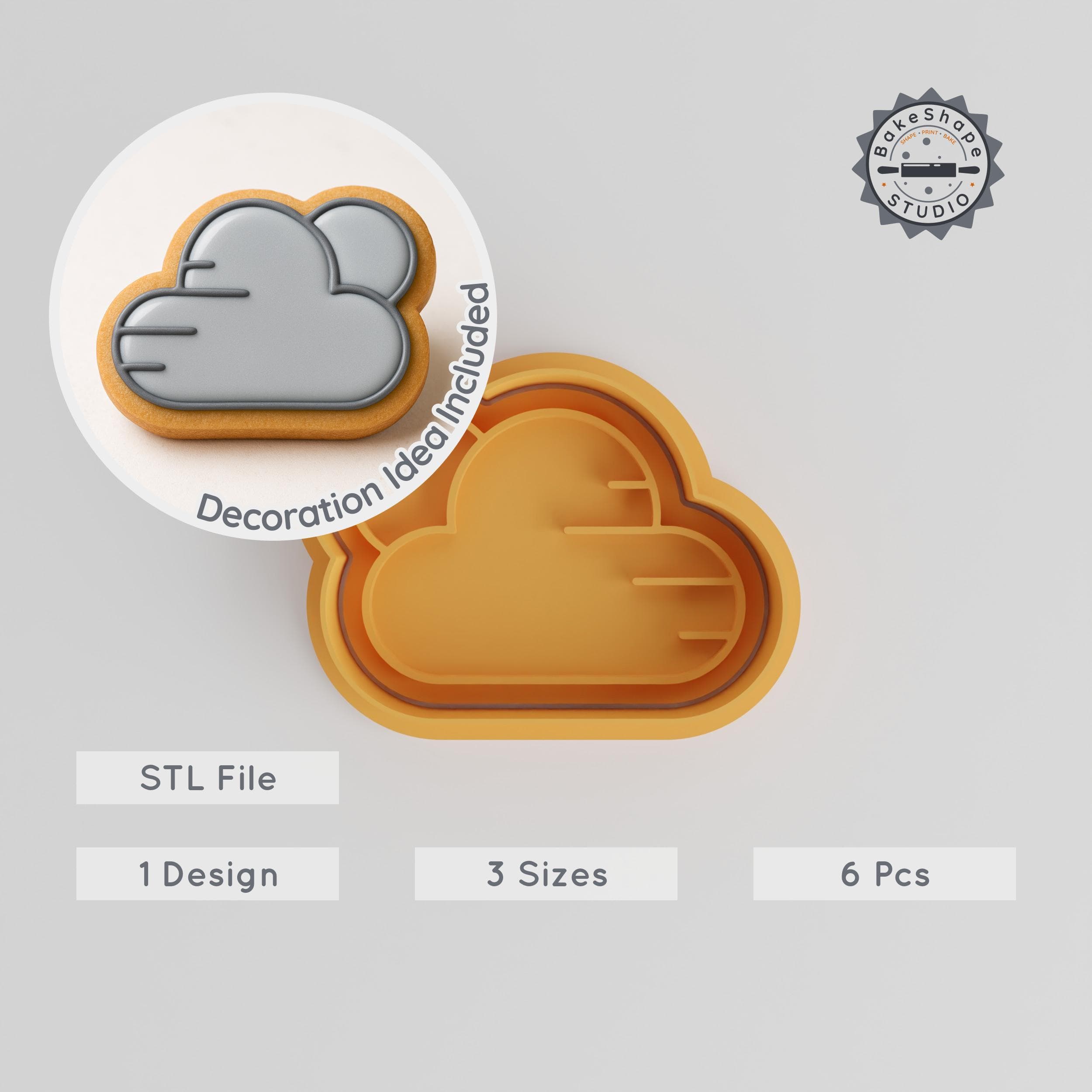 Weather Cookie Cutter & Stamp Set, Cloudy & Sunny Designs, 6 Piece, S/M/L Sizes, Perfect for Fondant & Baking PRODUCT_495 3d model