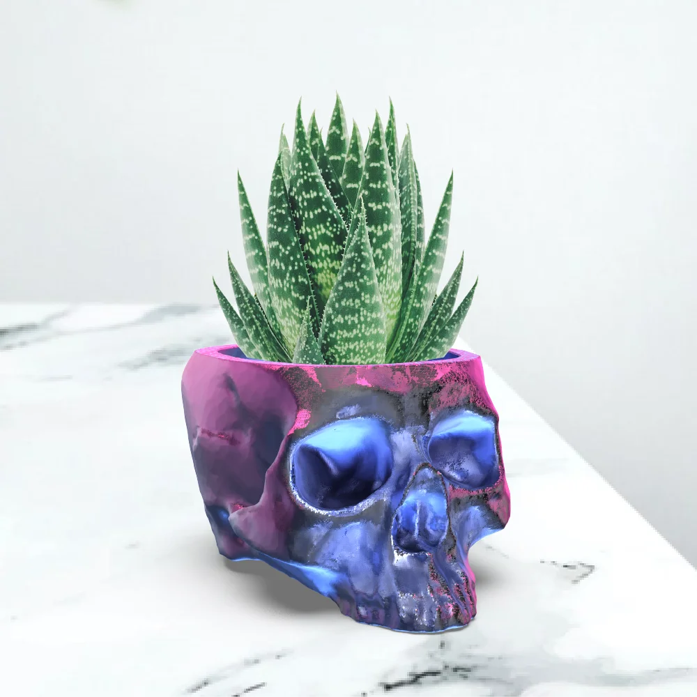 Skull Planter, 3D Human Skull Flower Pot, Spooky Decor Planter, 3D Printed Skull, Face Planter 3d model