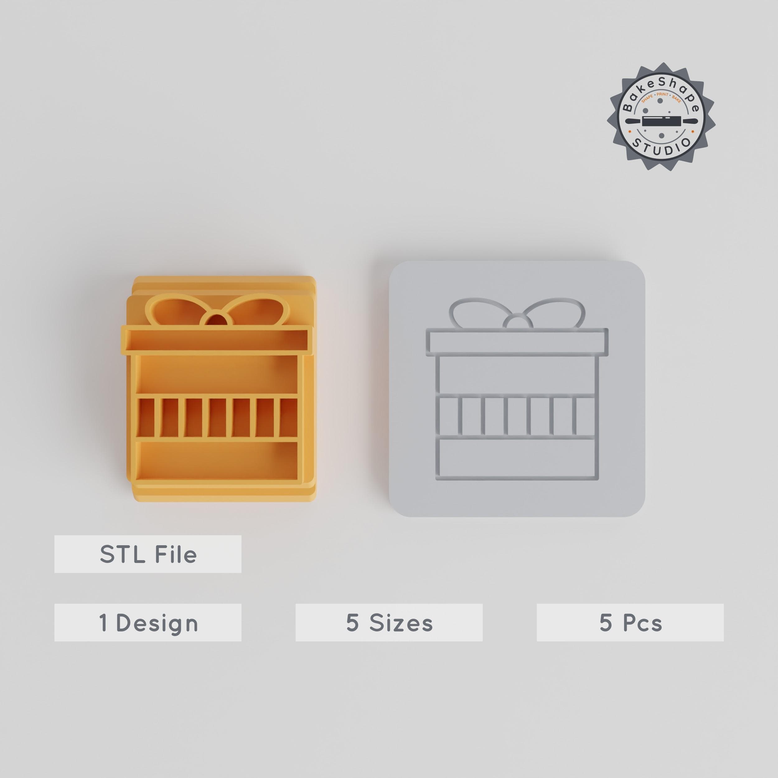 Festive Gift Stamp Tile Set, 5 Sizes, Perfect for Clay, Cookies & Fondant, Celebration & Special Occasions PRODUCT_5299 3d model