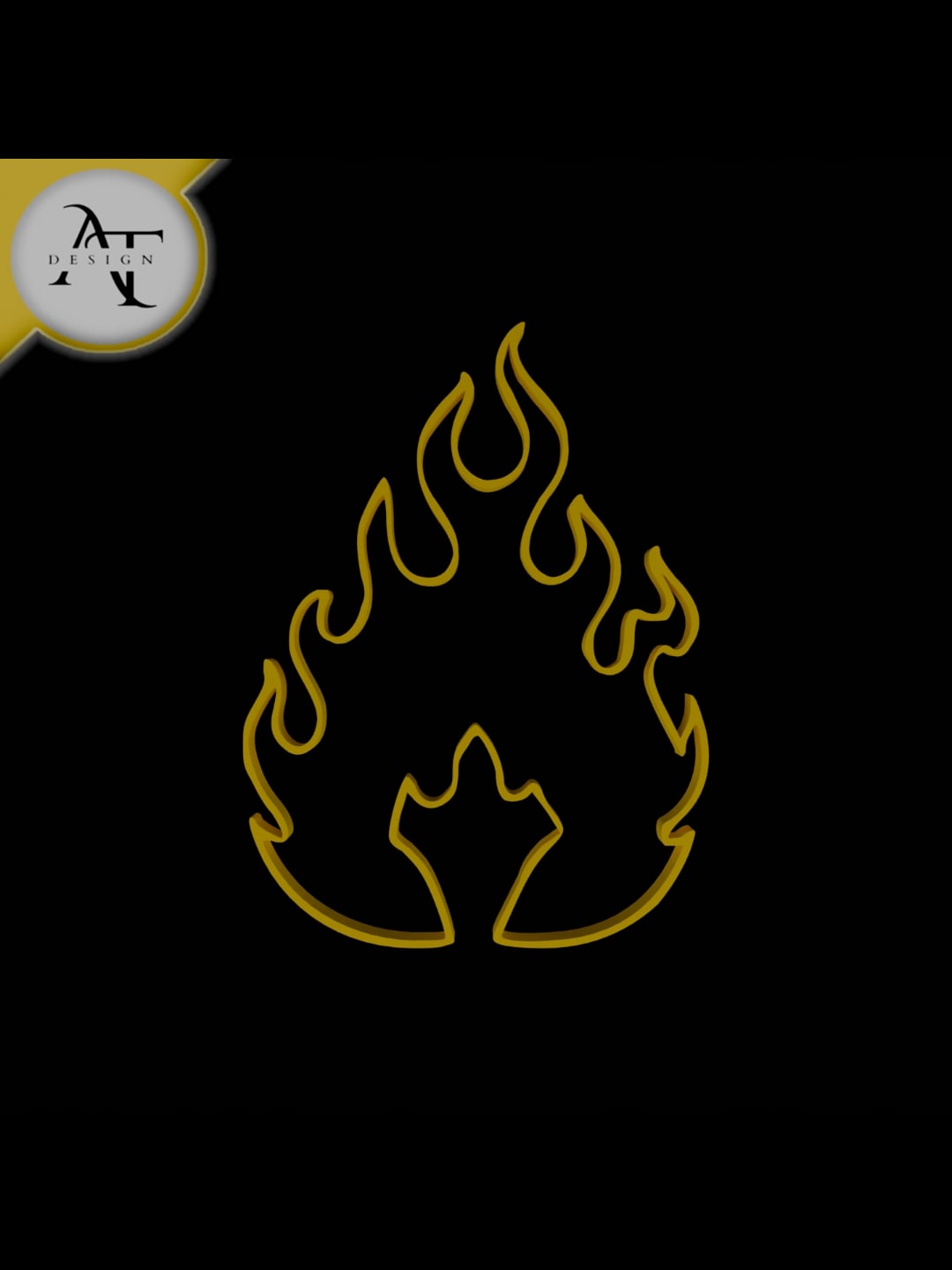 Simple Flame Symbol - 2D Art 3d model