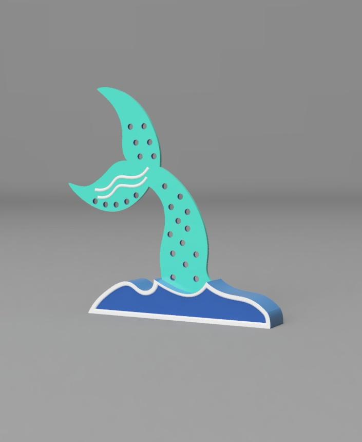 Mermaid tail earring holder 3d model