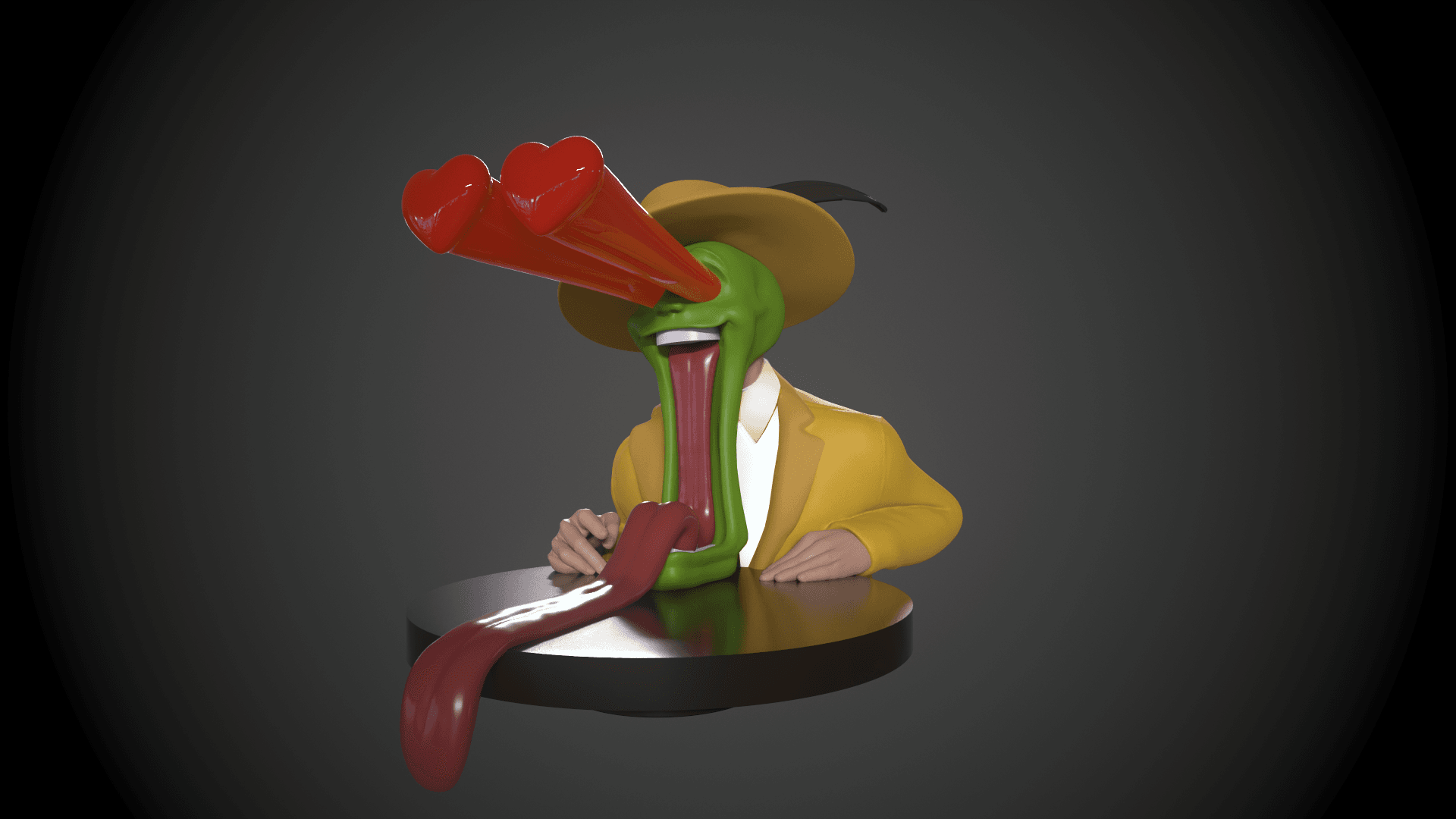 Crazy Cartoon In Love - Expressive Retro Comic Bust 3d model