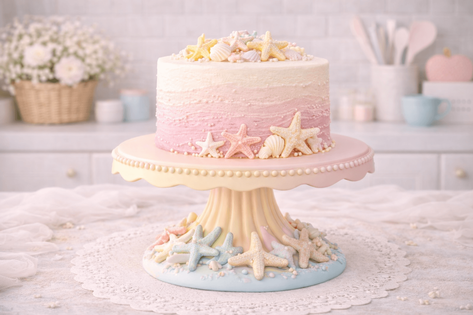 Sea World Cake Display Stand STL – Cute Ocean-Themed Pedestal for Desserts & Decor 3d model