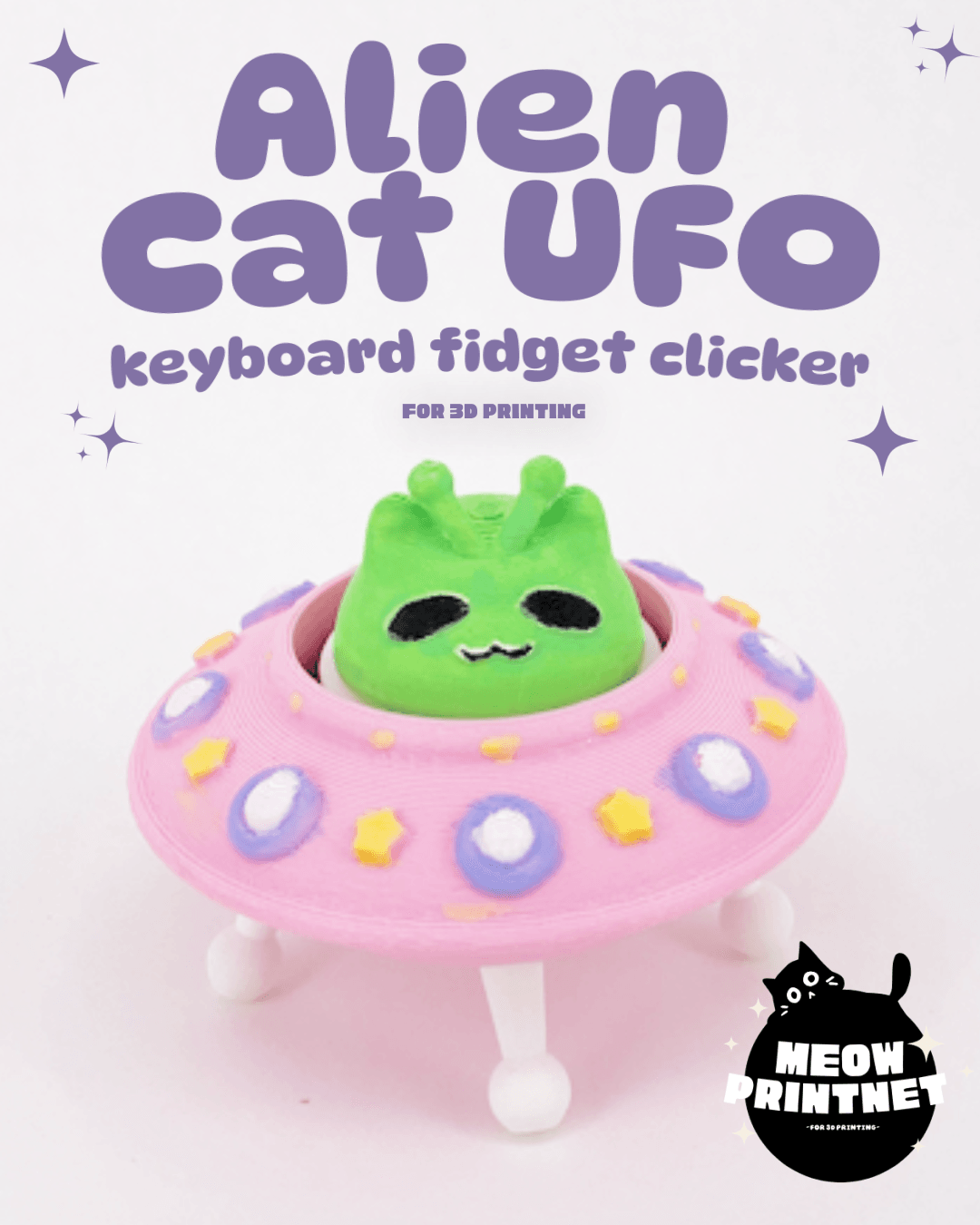 Alien Cat UFO Keyboard Fidget Clicker 3d model