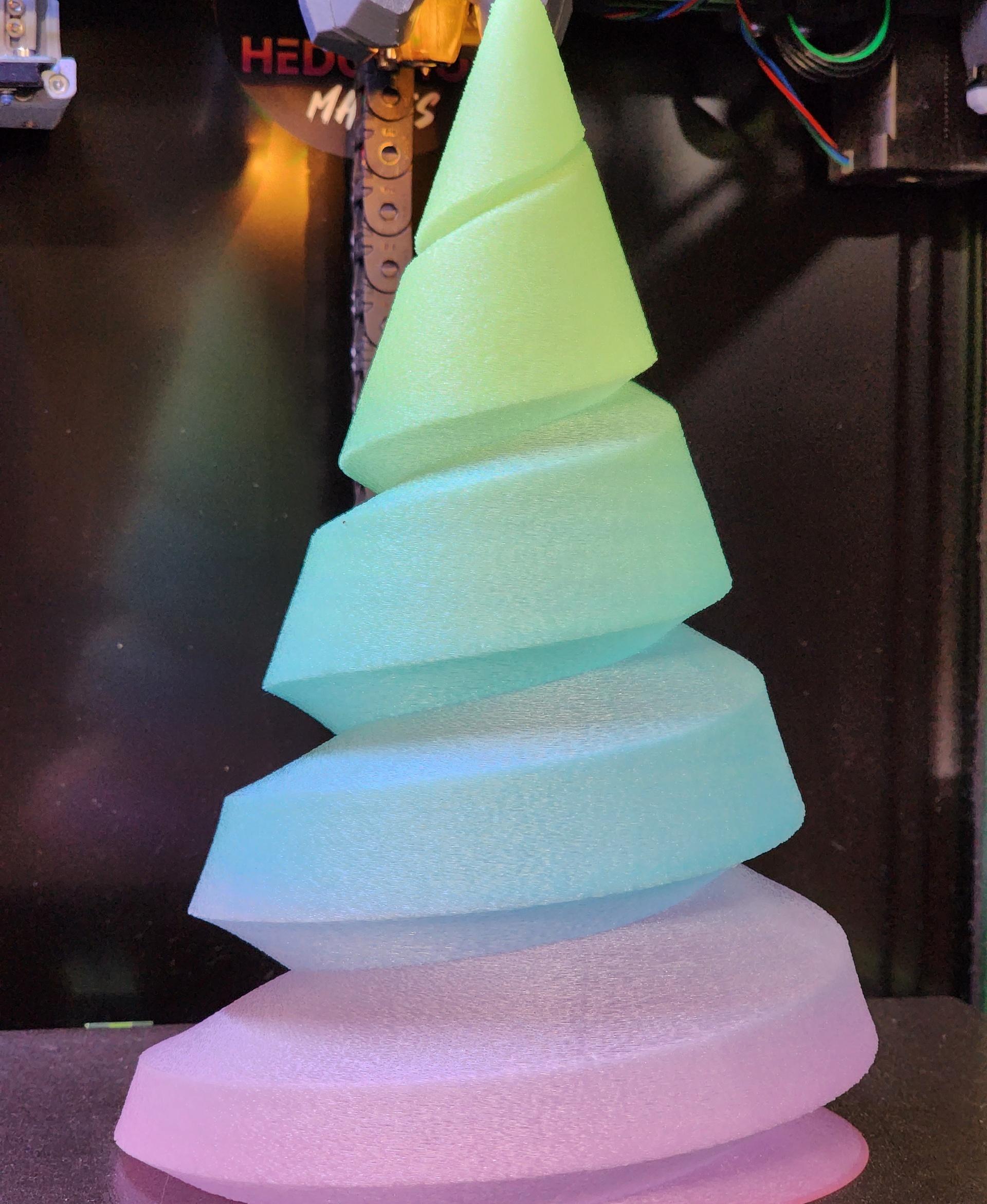Twisty Xmas Tree.stl - Polymaker Luminous PLA in Fuzzy Vase Mode!  - 3d model