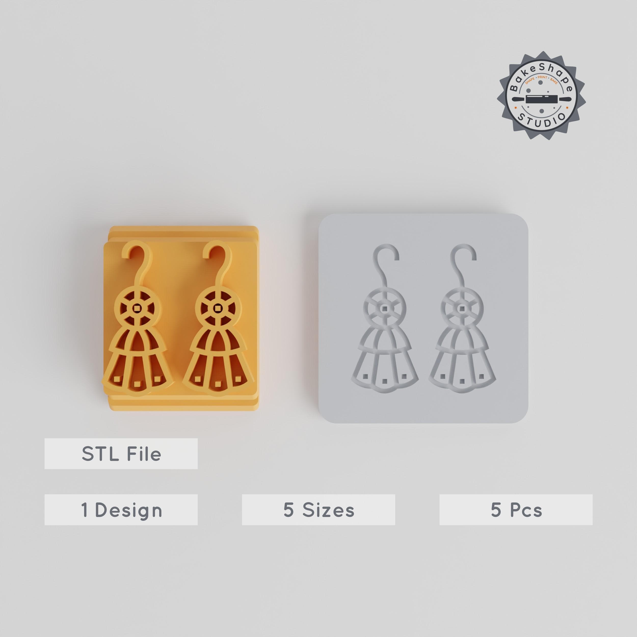 Earrings Stamp Tile Set, 5 Motif Sizes 20-40mm, Perfect for Clay, Cookies & Fondant, Jewelry Accessory, Chic Boho Style PRODUCT_3766 3d model