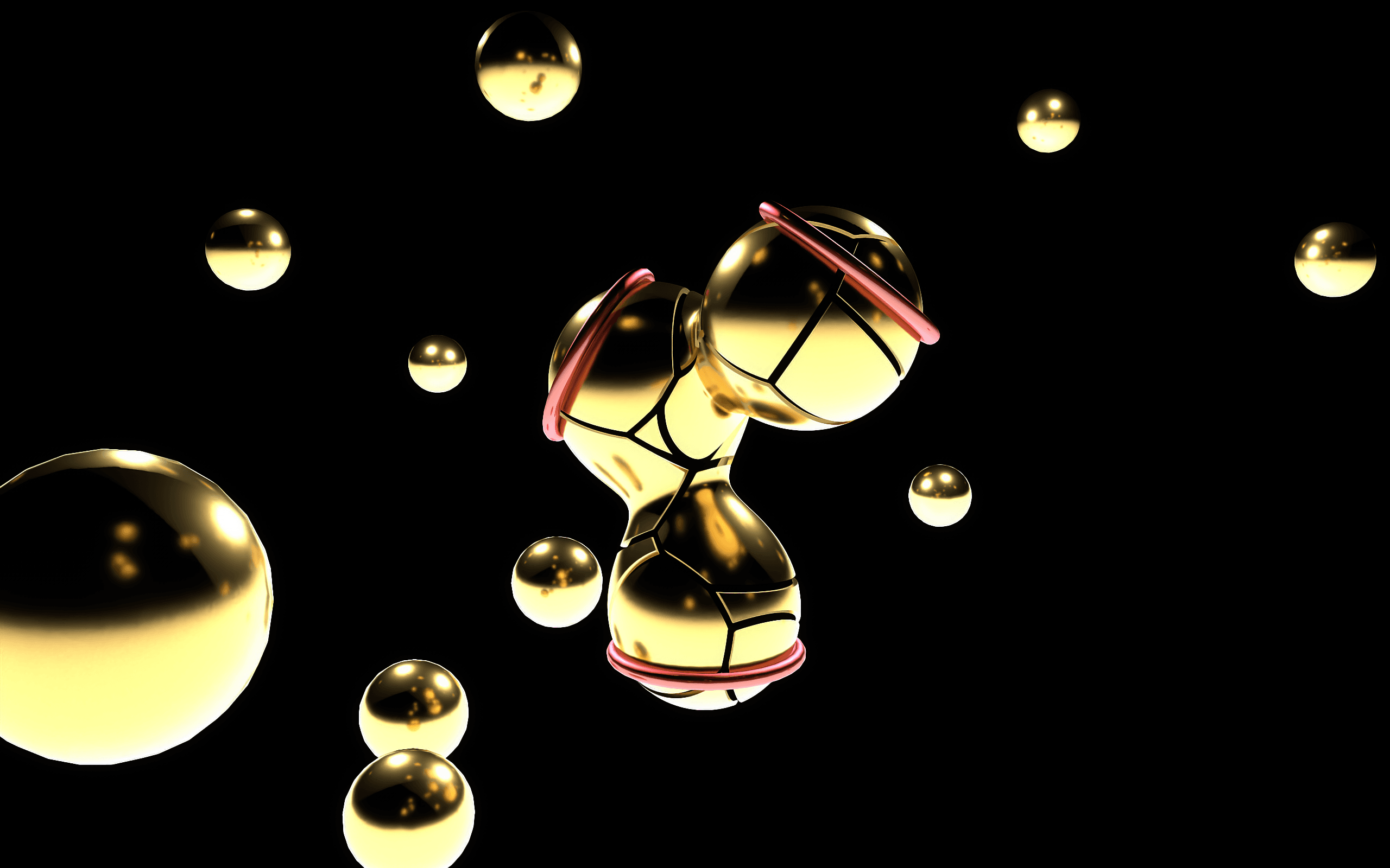 Liquid Golden Balls 3d model