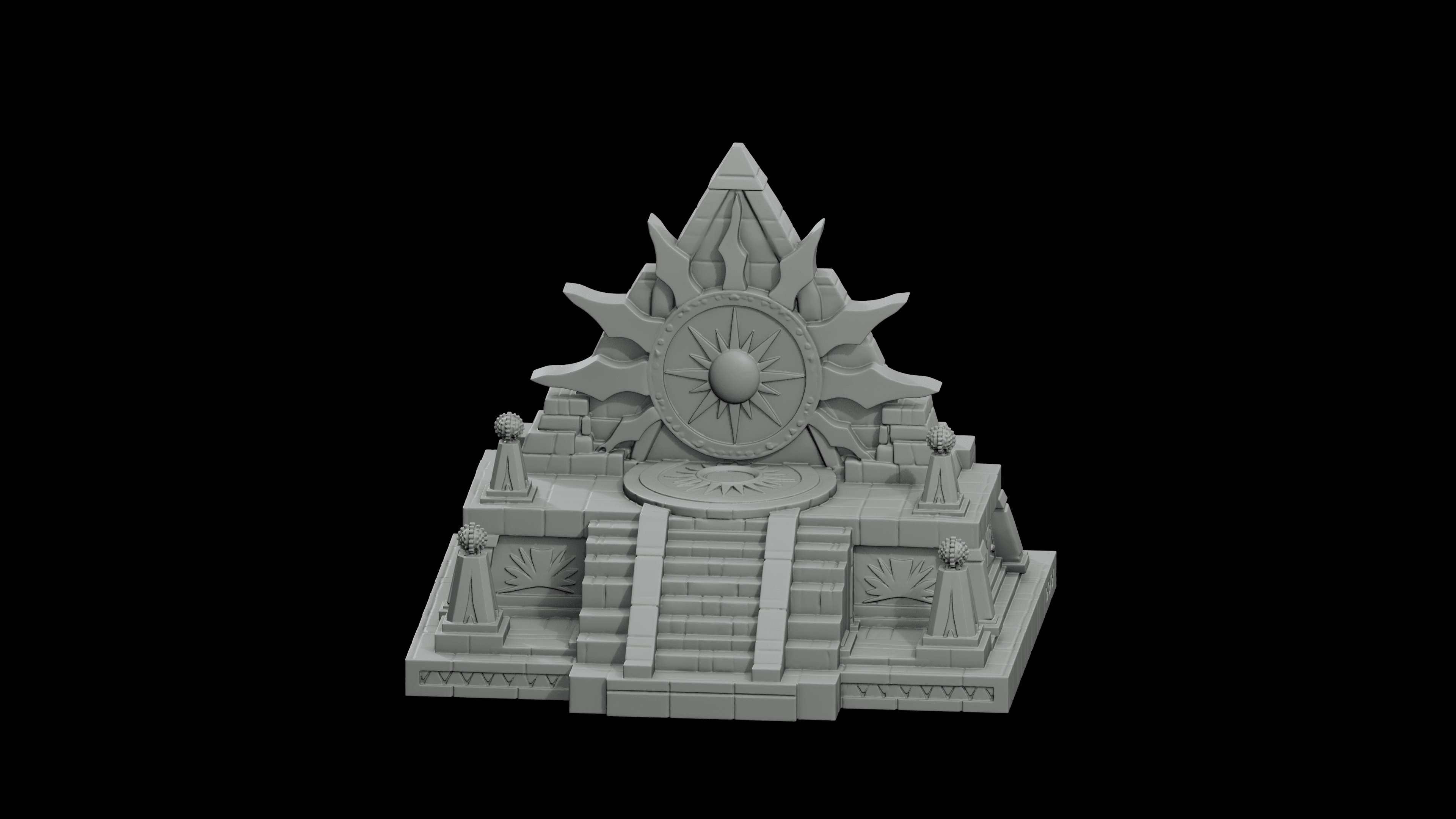 Sun Pyramid Celestial Altar STL - Printable Fantasy Sacred Architecture 3d model