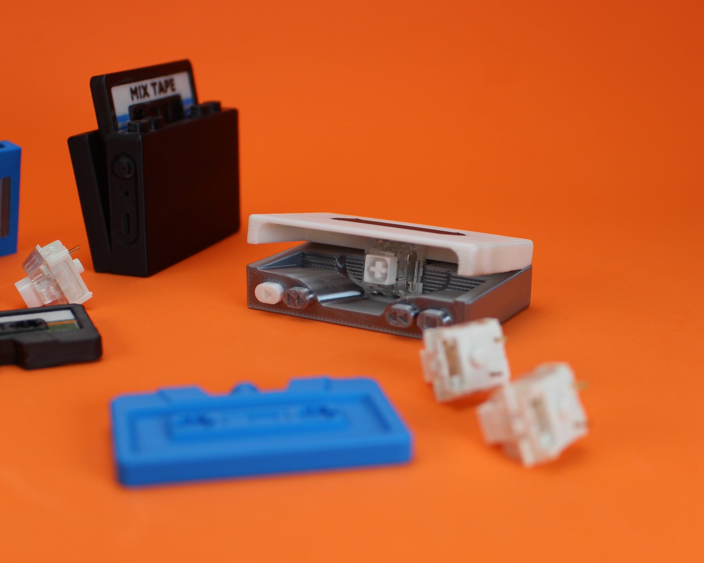 Retro Cassette Tape Player Fidget Clicker Keychain 3d model