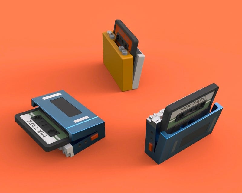 Retro Cassette Tape Player Fidget Clicker Keychain 3d model