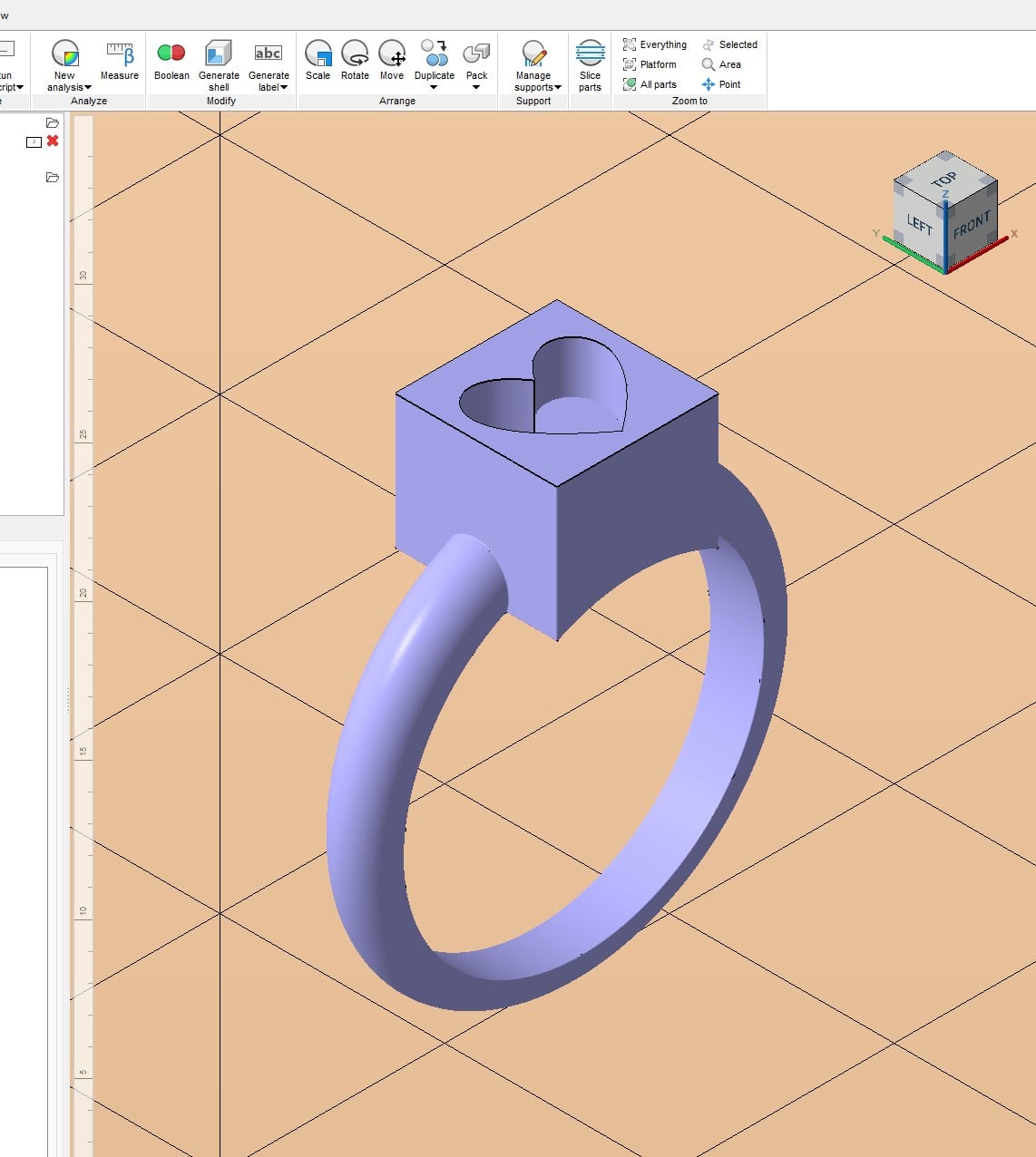 Geometric Heart Pendant Ring 3d model