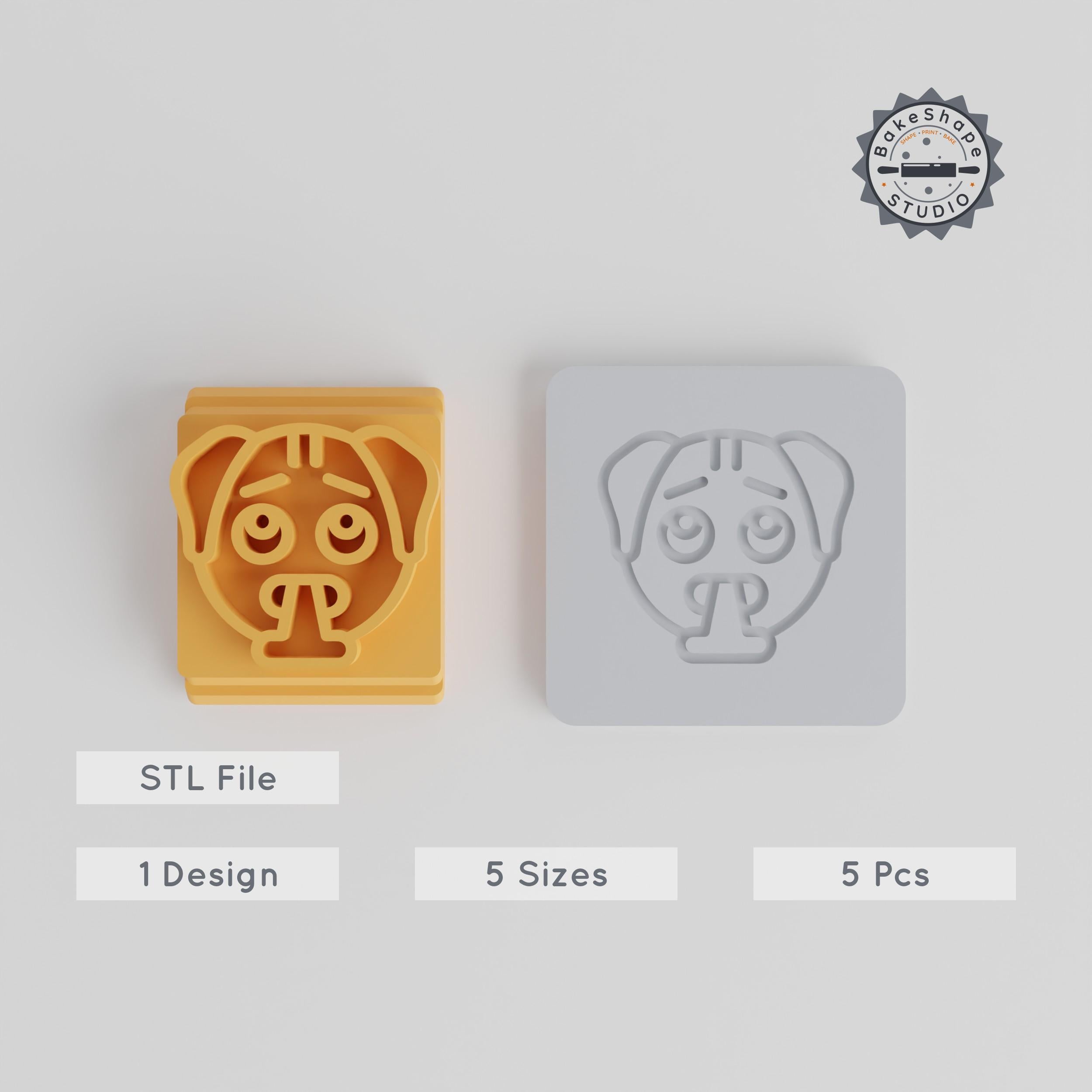 Set of 5 Puke Stamp Tiles, 20-40mm Sizes, Animal & Wildlife Motifs for Clay, Cookie & Fondant Designs PRODUCT_2661 3d model