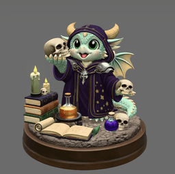 Cute Fantasy Mage Dragon STL File for 3D Printing 3d model