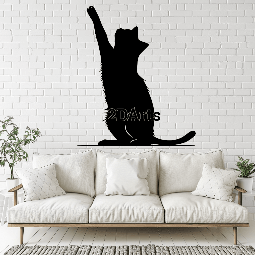 Stretching Cat 2D Wall Art/Window Art - Digital STL & SVG File for 3D Printing or Laser Cutting 3d model
