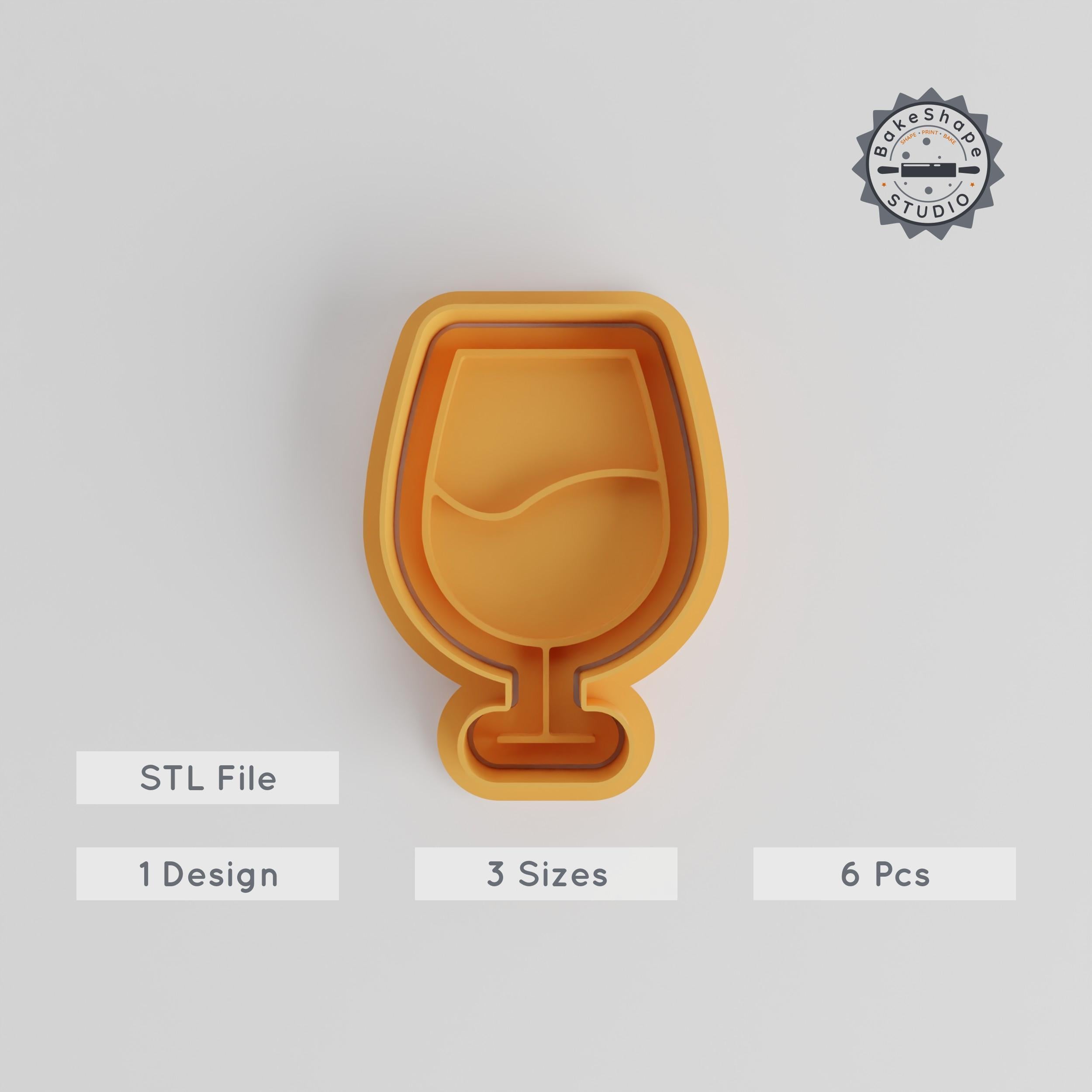 Cocktail Shape Cutter & Stamp Set, Drink Glass Cookie & Fondant Tool, Small/Medium/Large, Baking Decoration, 6-Piece Collection PRODUCT_4860 3d model