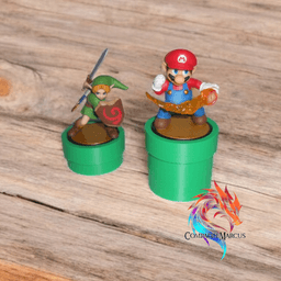 Amiibo display Mario pipe style / Set of 2 / Easy print 3d model